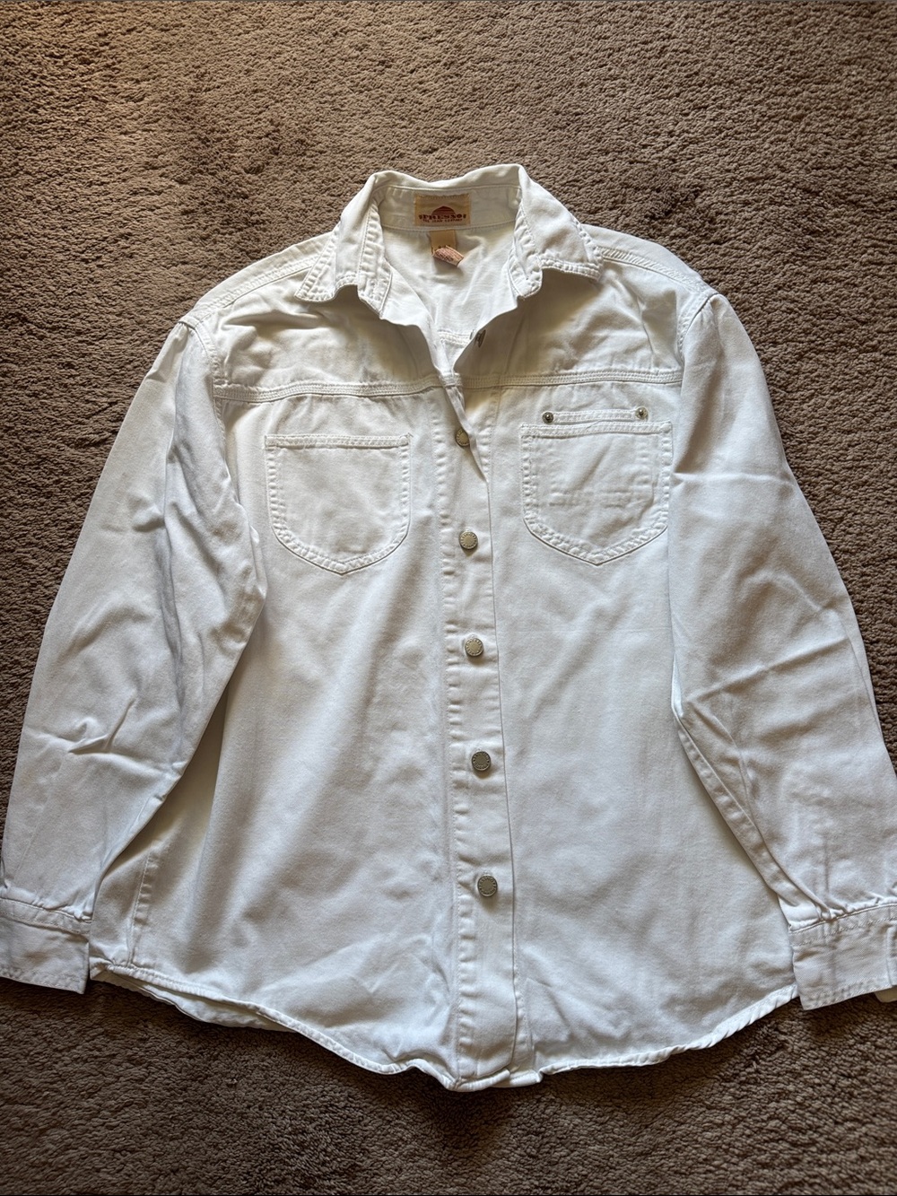 White Denim Button-Up Shirt by Fresno Jean Company. Size Small.